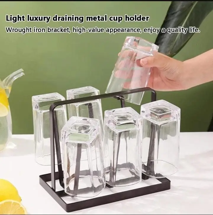Metal Cup Drying Rack โ 6 Glass Holder