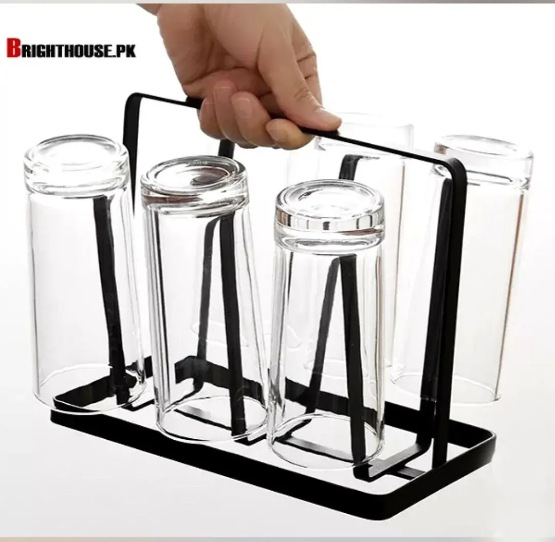 Metal Cup Drying Rack โ 6 Glass Holder - Image 2