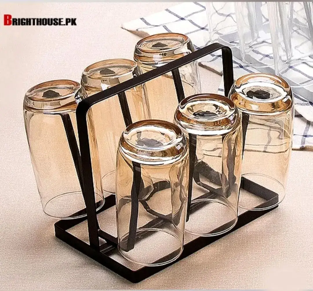 Metal Cup Drying Rack โ 6 Glass Holder - Image 3