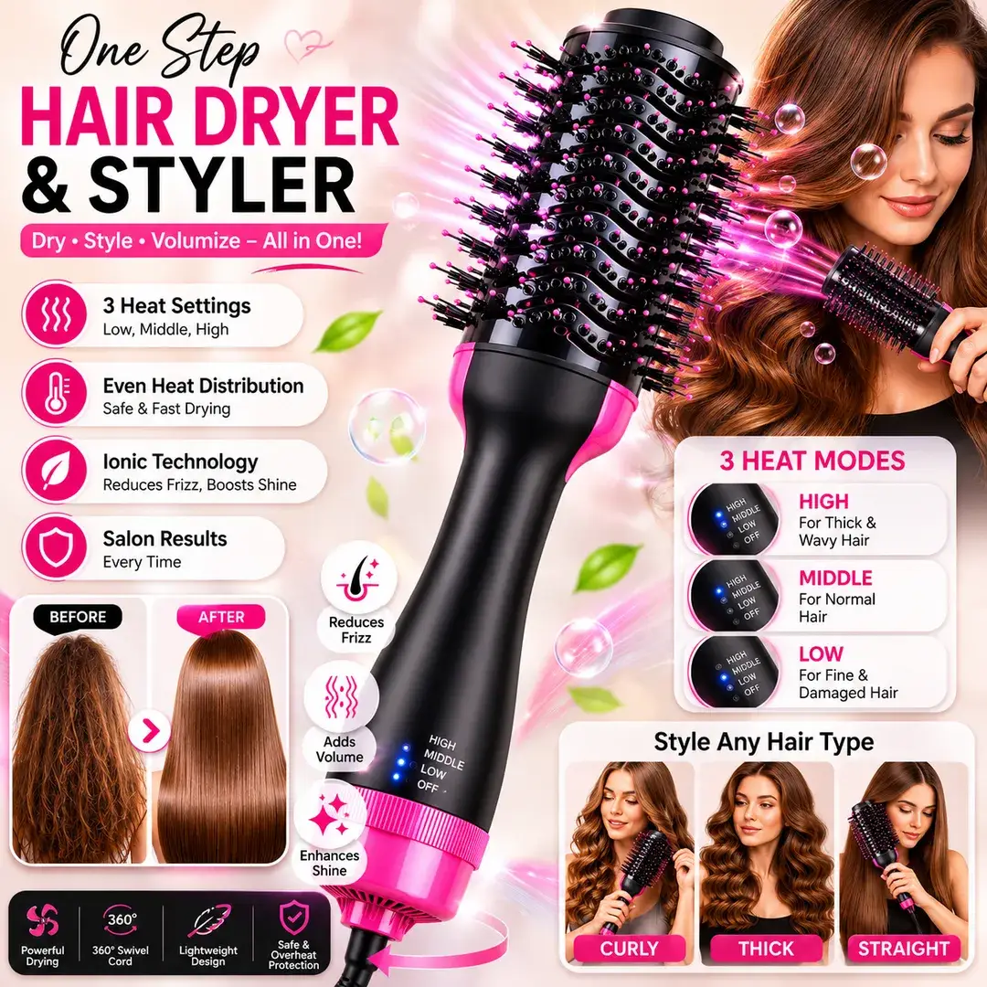 One-Step Hair Dryer & Styler Brush