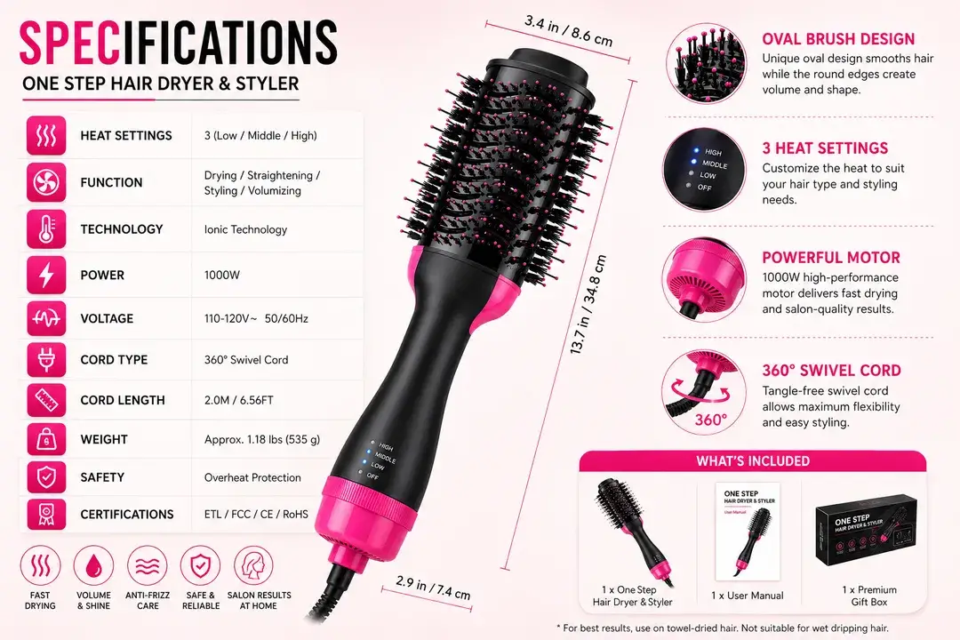 One-Step Hair Dryer & Styler Brush - Image 5